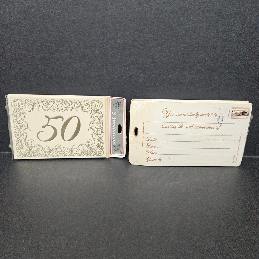 Ambassador 50th Anniversary Invitations Gold White 8 Ct Lot of 3 Packs Vintage